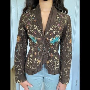 Floral Embroidered Suede Jacket